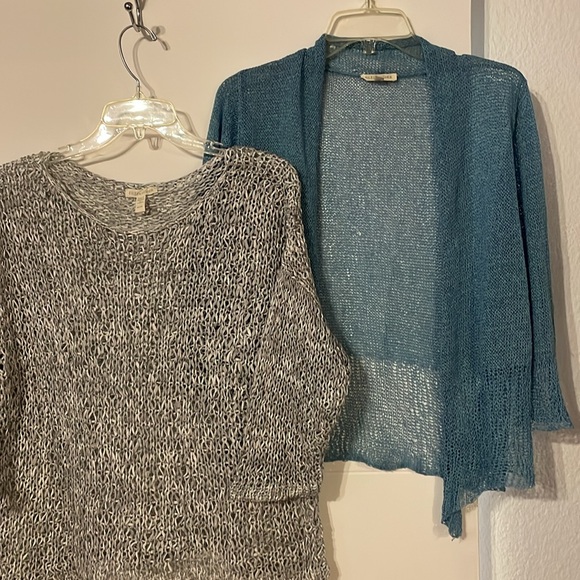 Eileen Fisher SET OF TWO Women’s Knit Cover Ups. Cardigan Sz Lg; Pullover Sz Med - Picture 1 of 16